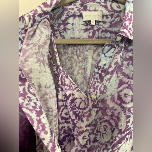 CHRISTY LYNN Erin Purple Shirt Dress – Size Medium – tie waist- EUC - Picture 9 of 13
